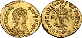 Ostrogothic Italy, Theoderic (493-526).. AV Tremissis in the name of Anastasius I, Rome mint, c. 493-518 AD