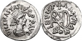 The Gepids. Uncertain king . AR Quarter Siliqua, in the name of Byzantine Emperor Anastasius I (491-518), Syrmium mint, 491-552 AD