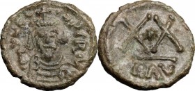 Phocas (602-610).. AE Half Follis, Ravenna mint, 608-609 AD