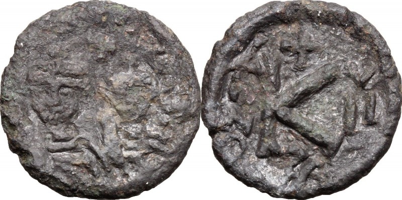 Heraclius (610-641). AE Half Follis, Ravenna mint. D/ [DD NN HЄRACLIVS ЄT hЄRA C...