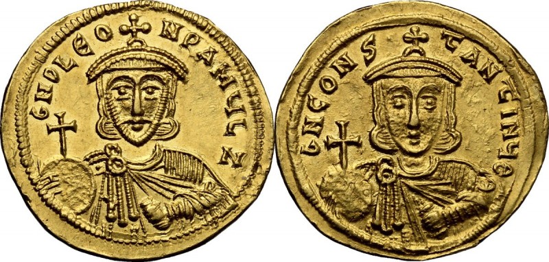 Leo III, the Isaurian (717-741). AV Solidus, Constantinople mint. D/ dNO LEO - N...