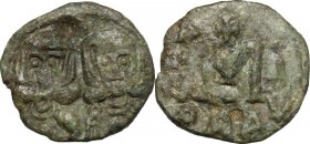 Leo III, the Isaurian (717-741) with Constantine V.. AE Follis, Ravenna mint, after 720 AD