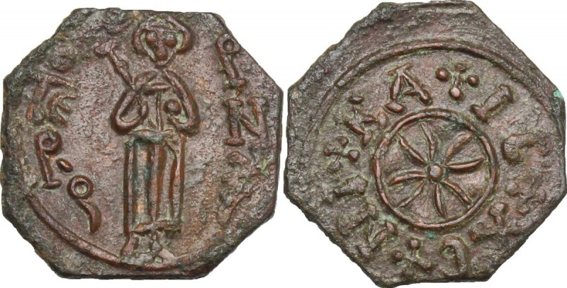 Messina. Ruggero II (1105-1154). Follaro, 1131-1138. D/ Il Re in piedi con scett...