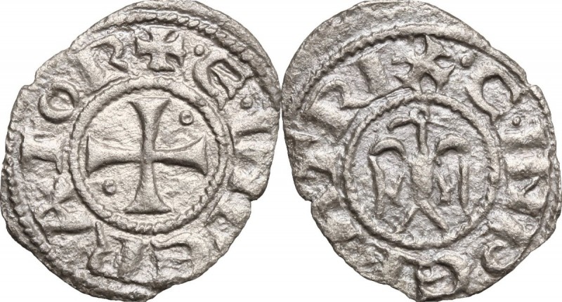 Messina. Enrico VI di Svevia (1194-1197). Denaro. D/ Croce patente; nel 2° e 3° ...