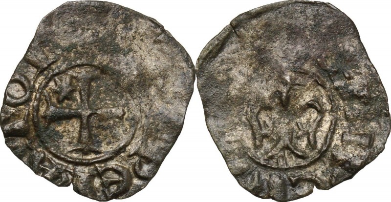 Messina. Enrico VI di Svevia (1194-1197). Denaro. D/ Croce patente; nel 1° quadr...
