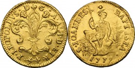 Firenze.  Pietro Leopoldo di Lorena (1765-1790). Zecchino o fiorino da 3 detto ruspone 1779