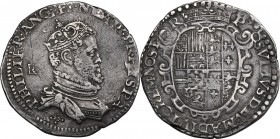 Napoli.  Filippo II di Spagna (1554-1598).. Mezzo ducato o cianfrone