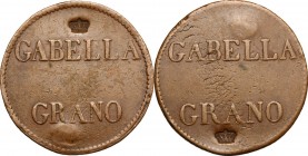 Napoli. Tessera di pagamento per la gabella del grano, contromarcata al diritto e al rovescio, fine XVIII sec