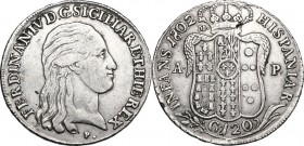 Napoli.  Ferdinando IV di Borbone (1759-1805). 120 grana o piastra 1802