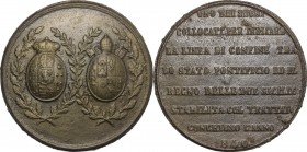 Napoli.  Ferdinando II di Borbone (1830-1859).. Medaglia 1840. Per la linea di confine tra lo Stato Pontificio ed  il Regno delle Due Sicilie