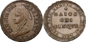 Roma.  Pio VI (1775-1799), Giovanni Angelo Braschi. Madonnina da 5 baiocchi 1797