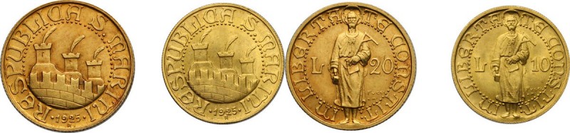 San Marino. Prima Monetazione (1864-1906). 20 Lire e 10 Lire 1925. Pag. 341 e 34...