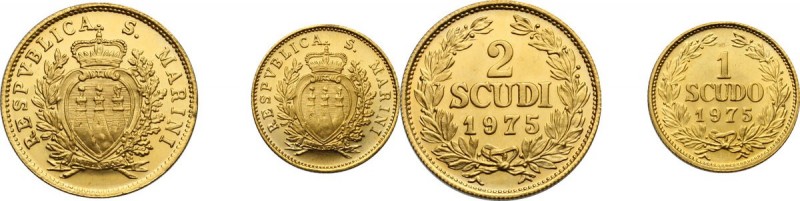 San Marino. Monetazione attuale (dal 1972). 2 Scudi e Scudo oro 1975. Mont. 3 e ...