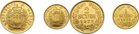 San Marino.  Monetazione attuale (dal 1972).. 2 Scudi e Scudo oro 1975