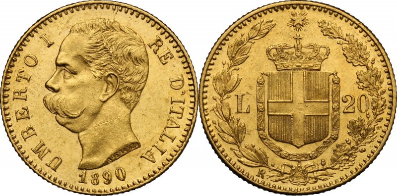 Umberto I (1878-1900). 20 lire 1890. Pag. 585. Mont. 25a. Fried. 21. AU. mm. 21....