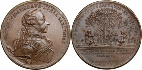 Vittorio Amedeo III (1773-1796).. Medaglia 1785, per le nozze tra il figlio primogenito di Vittorio Amedeo, Carlo Emanuele e Maria Clotilde di Borbone...