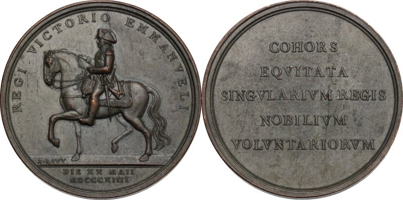 Vittorio Emanuele I (1802-1821). Medaglia 1814, per la Guardia Nobile a cavallo ...