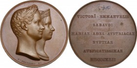 Vittorio Emanuele II  (1820-1878). Medaglia 1842 per le nozze con Maria Adelaide d'Asburgo-Lorena