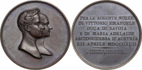 Vittorio Emanuele II  (1820-1878).. Medaglia 1842 per le nozze  con Maria Adelaide d'Asburgo-Lorena