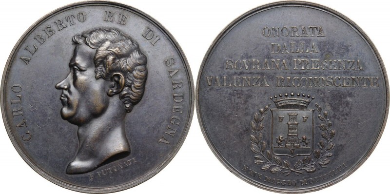 Carlo Alberto (1798-1849). Medaglia 1843 per la visita di Carlo Alberto a Valenz...