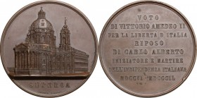 Carlo Alberto (1798-1849).. Medaglia 1849 per la morte di Carlo Alberto e la sua sepoltura nella Basilica di Superga