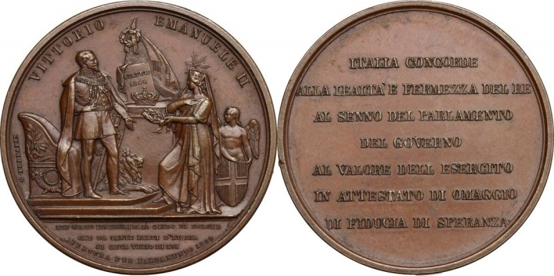 Vittorio Emanuele II (1820-1878). Medaglia 1859 per l'apertura del Parlamento. D...