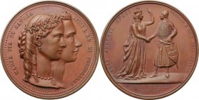 Maria Pia di Savoia e Luigi I Re di Portogallo. Medaglia 1862 per le nozze per procura, con re Luigi del Portogallo, celebrate a Torino nella cappella...