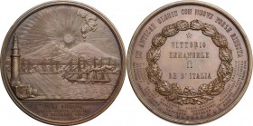 Vittorio Emanuele II  (1820-1878).. Medaglia 1863 per la prima rassegna della flotta italiana a Napoli
