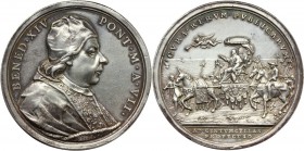 Benedetto XIV (1740-1758), Prospero Lambertini.. Medaglia annuale, A. VII. Viaggio del Pontefice a Civitavecchia