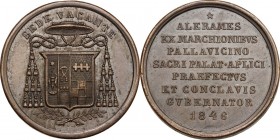 Sede Vacante (1846). Medaglia emessa dal Prefetto dei Sacri Palazzi Apostolici e Governatore del Conclave Monsignore Alerame Pallavicino