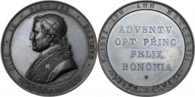 Bologna.  Pio IX (1846-1878). Medaglia 1857, emessa dall'amministrazione provinciale per il soggiorno del Pontefice a Bologna