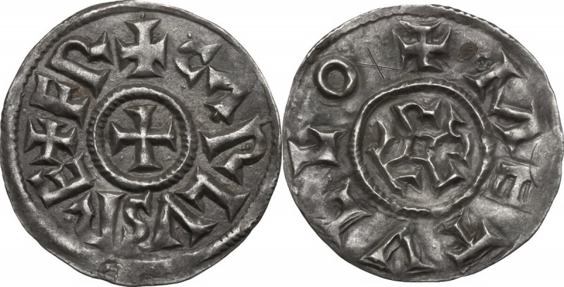 France. Charlemagne or Charles le Chauve (768-877). Denier, Melle mint. MEC 1, 9...