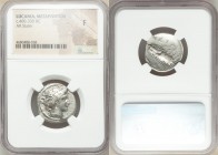 LUCANIA. Metapontum. Ca. 400-330 BC. AR stater (22mm, 10h). NGC Fine. Head of Demeter right, hair in saccos / META, barley ear with seven kernels; sin...