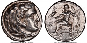 MACEDONIAN KINGDOM. Alexander III the Great (336-323 BC). AR tetradrachm (26mm, 11h).NGC XF. Late lifetime-early posthumous issue of Aradus, under Pto...