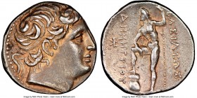 MACEDONIAN KINGDOM. Demetrius I Poliorcetes (306-283 BC). AR tetradrachm (27mm, 17.10 gm, 4h). NGC Choice XF 5/5 - 3/5, brushed. Pella, 289-288 BC. Di...