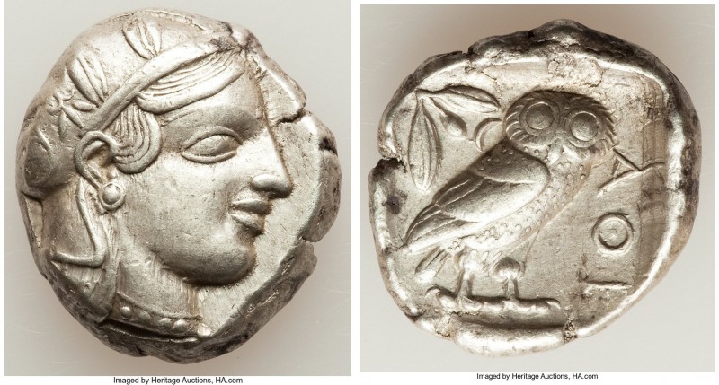 ATTICA. Athens. Ca. 455-440 BC. AR tetradrachm (25mm, 17.13 gm, 10h). XF. Early ...