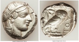 ATTICA. Athens. Ca. 455-440 BC. AR tetradrachm (25mm, 17.13 gm, 10h). XF. Early transitional issue. Head of Athena right, wearing crested Attic helmet...