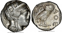 ATTICA. Athens. Ca. 440-404 BC. AR tetradrachm (23mm, 17.20 gm, 9h). NGC Choice AU 3/5 - 4/5. Mid-mass coinage issue. Head of Athena right, wearing cr...