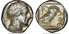 ATTICA. Athens. Ca. 440-404 BC. AR tetradrachm (23mm, 17.18 gm, 1h). NGC AU 5/5 - 4/5. Mid-mass coinage issue. Head of Athena right, wearing crested A...