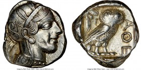 ATTICA. Athens. Ca. 440-404 BC. AR tetradrachm (23mm, 17.25 gm, 7h). NGC AU 4/5 - 4/5. Mid-mass coinage issue. Head of Athena right, wearing crested A...