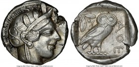 ATTICA. Athens. Ca. 440-404 BC. AR tetradrachm (25mm, 17.17 gm, 7h). NGC Choice XF 5/5 - 3/5. Mid-mass coinage issue. Head of Athena right, wearing cr...