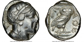 ATTICA. Athens. Ca. 440-404 BC. AR tetradrachm (25mm, 17.21 gm, 1h). NGC Choice XF 4/5 - 3/5. Mid-mass coinage issue. Head of Athena right, wearing cr...