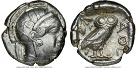 ATTICA. Athens. Ca. 440-404 BC. AR tetradrachm (24mm, 17.15 gm, 10h). NGC Choice XF 3/5 - 5/5. Mid-mass coinage issue. Head of Athena right, wearing c...