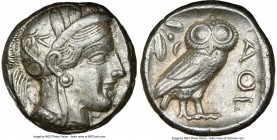 ATTICA. Athens. Ca. 440-404 BC. AR tetradrachm (22mm, 17.16 gm, 10h). NGC XF 5/5 - 5/5. Mid-mass coinage issue. Head of Athena right, wearing crested ...