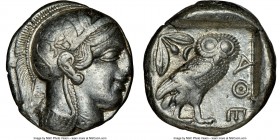 ATTICA. Athens. Ca. 440-404 BC. AR tetradrachm (24mm, 17.16 gm, 5h). NGC XF 4/5 - 4/5. Mid-mass coinage issue. Head of Athena right, wearing crested A...