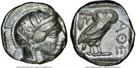 ATTICA. Athens. Ca. 440-404 BC. AR tetradrachm (24mm, 17.19 gm, 3h). NGC XF 4/5 - 3/5, test cut. Mid-mass coinage issue. Head of Athena right, wearing...