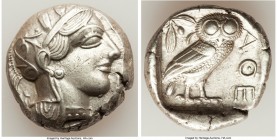 ATTICA. Athens. Ca. 440-404 BC. AR tetradrachm (24mm, 17.12 gm, 3h). AU. Mid-mass coinage issue. Head of Athena right, wearing crested Attic helmet or...