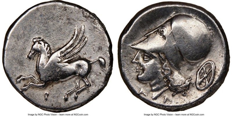 CORINTHIA. Corinth. Ca. 375-300 BC. AR stater (21mm, 4h). NGC VF. Pegasus flying...