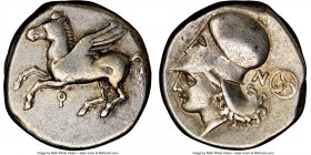 CORINTHIA. Corinth. Ca. 375-300 BC. AR stater (20mm, 12h). NGC Choice Fine. Pegasus flying left; Ϙ below / Head of Athena left, wearing Corinthian hel...