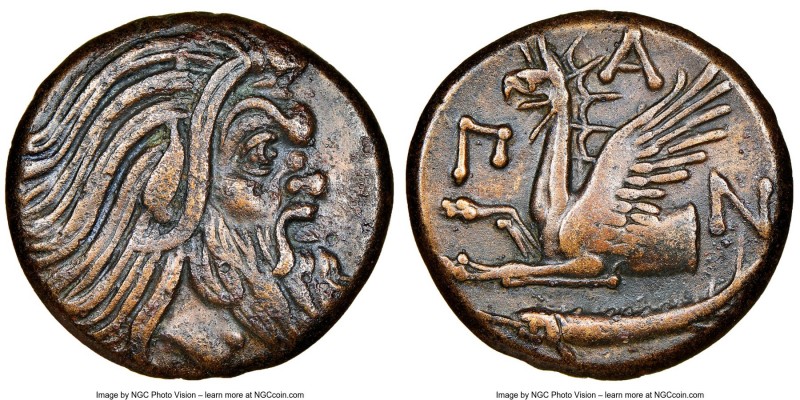 CIMMERIAN BOSPORUS. Panticapaeum. 4th century BC. AE (21mm, 11h). NGC Choice VF....